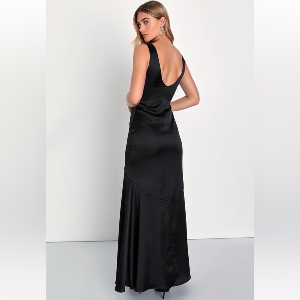 Black satin mermaid maxi dress - Picture 3 of 4